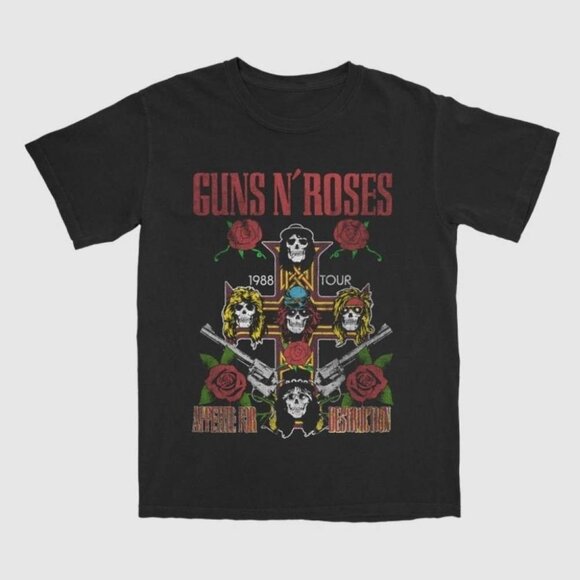 NWT Men's M Guns N' Roses Graphic T-Shirt 1988 tour - Black MSRP $14 - Picture 2 of 2